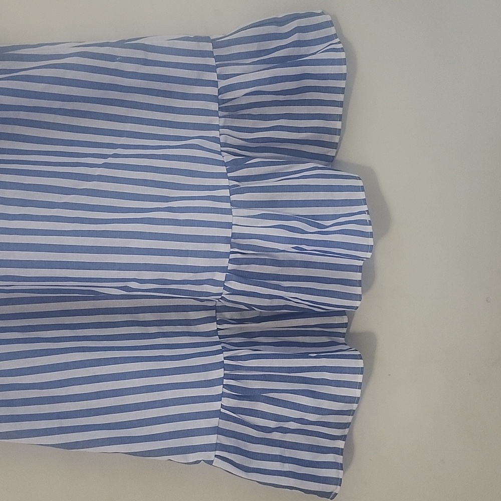 Blue and White Striped Ruffle-Hem Dress - Picture 4 of 5